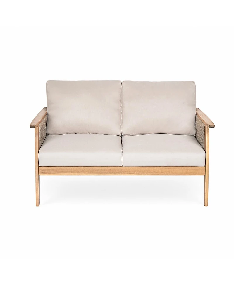Streamdale Furniture Outdoor Acacia Wood and Rope Sectional Patio Sofa Set