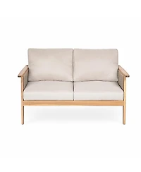 Streamdale Furniture Outdoor Acacia Wood and Rope Sectional Patio Sofa Set