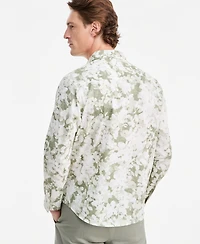 Alfani Men's Layered Botanical Poplin Long-Sleeve Shirt, Macy's Exclusive