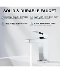 Phying Modern Chrome Bathroom Faucet, Single Hole Bathroom Faucet, Solid Brass Chrome Polished Bathroom Sink Faucet
