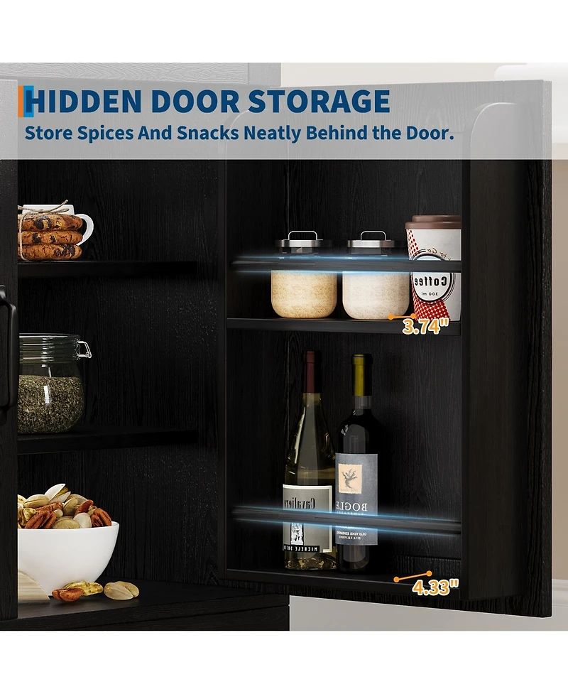 gaomon Tall Storage Cabinet with Arch Doors, Adjustable Shelves, Pb and Mdf Pantry, for Kitchen Dining Room