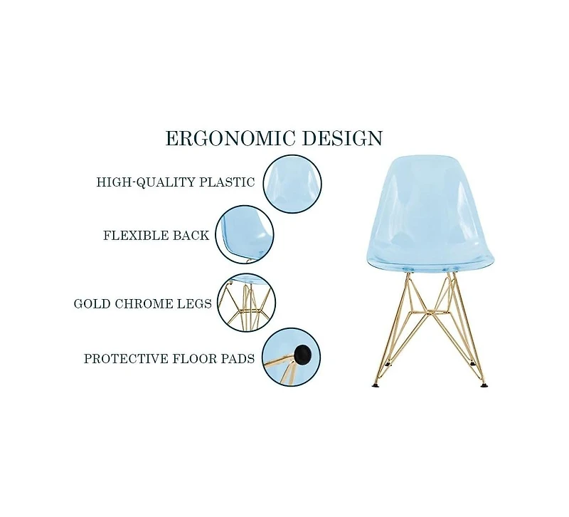 LeisureMod Cresco Molded Eiffel Side Chair with Gold Base