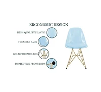 LeisureMod Cresco Molded Eiffel Side Chair with Gold Base