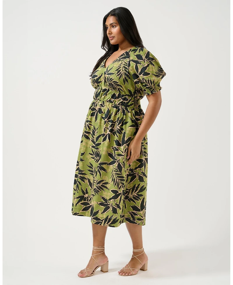 Estelle Wildleaf Cotton Midi Dress