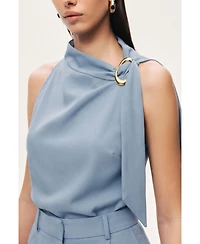 Nocturne Women's Asymmetric Buckle-Detail Blouse