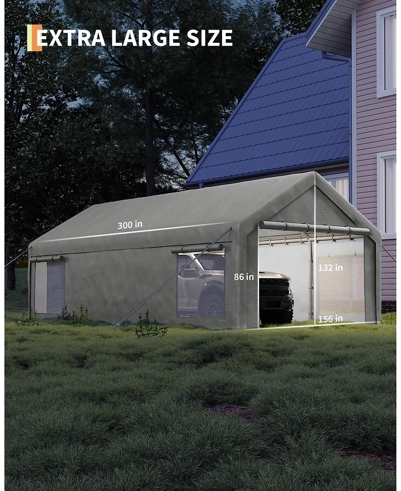 Homfan 12 x 20 Ft Pe Carport Canopy 2-Piece Set, Heavy Duty Outdoor Vehicle Shelter for Cars Trucks Boats