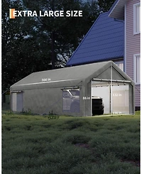 Homfan 12 x 20 Ft Pe Carport Canopy 2-Piece Set, Heavy Duty Outdoor Vehicle Shelter for Cars Trucks Boats