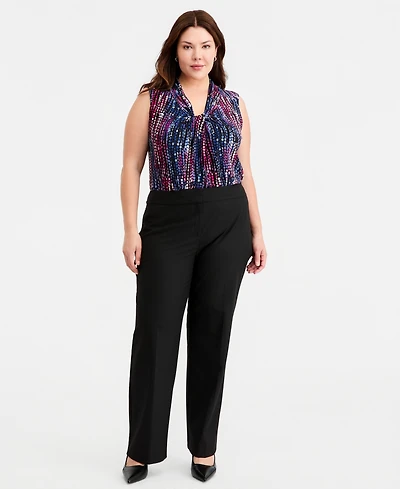 Kasper Plus Washable Bi-Stretch Mid Rise Straight Leg Pants