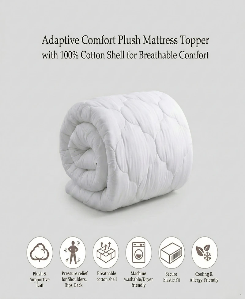 Ella Jayne Adaptive Comfort Plush Mattress Topper