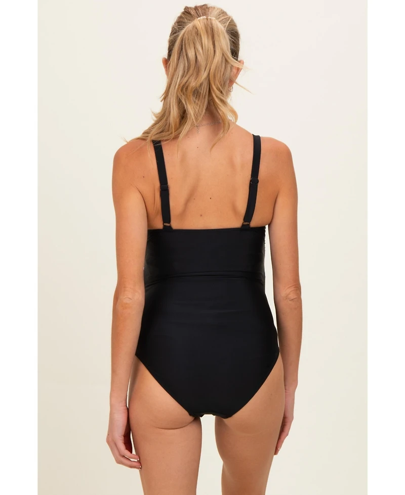Pinkblush Maternity Teal Ruched Square Neck One Piece Swimsuit