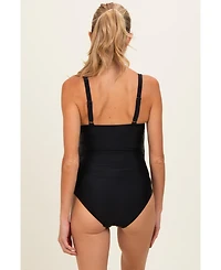 Pinkblush Maternity Teal Ruched Square Neck One Piece Swimsuit