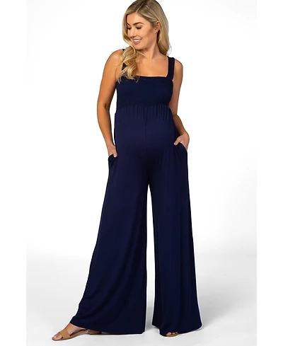 Pinkblush Maternity Navy Sleeveless Wide Leg Jumpsuit