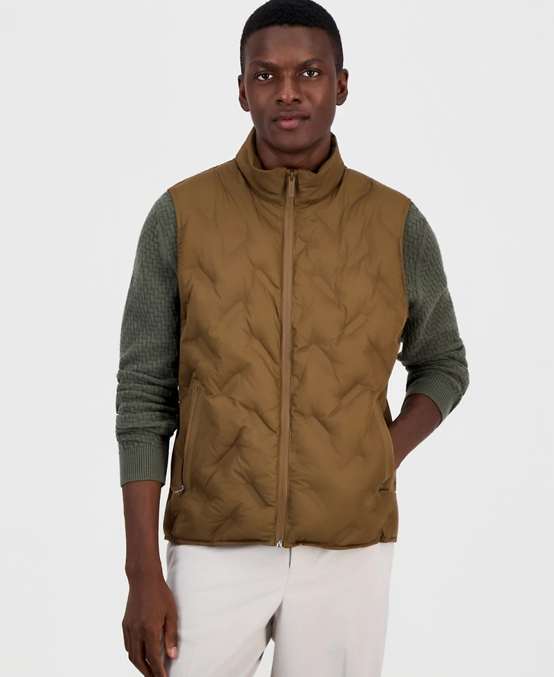 Alfani Men's Welded Alfatech Contrast-Trim Full-Zip Vest, Macy's Exclusive