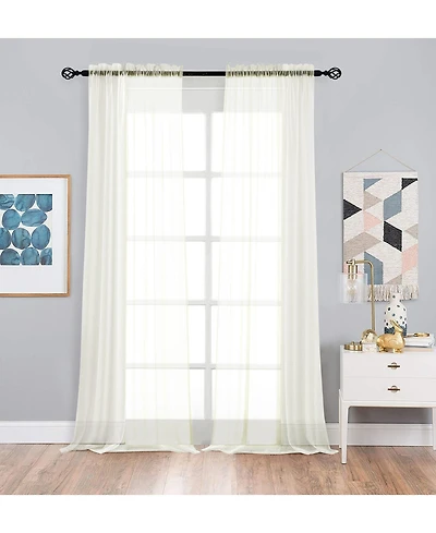 Kate Aurora 2 Piece Extra Long Custom Lux Rod Pocket Sheer Voile Window Curtains - 120 inch