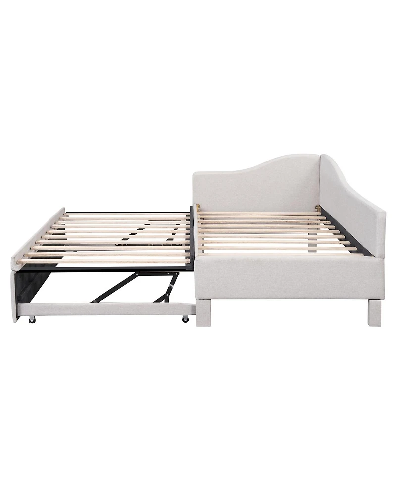 Streamdale Furniture Twin Size Upholstered L-Shaped Upholstered Daybed with Pop Up Trundle