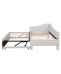 Streamdale Furniture Twin Size Upholstered L-Shaped Upholstered Daybed with Pop Up Trundle