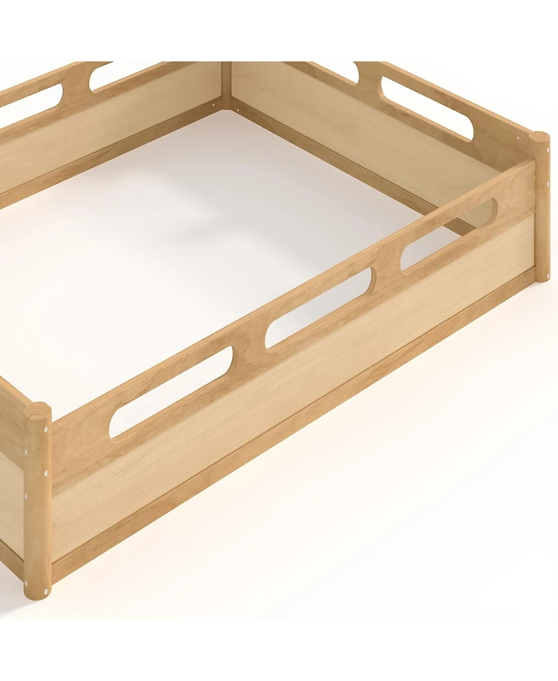Streamdale Furniture Queen Platform Bed with Guardrails, Low Profile, No Box Spring Needed