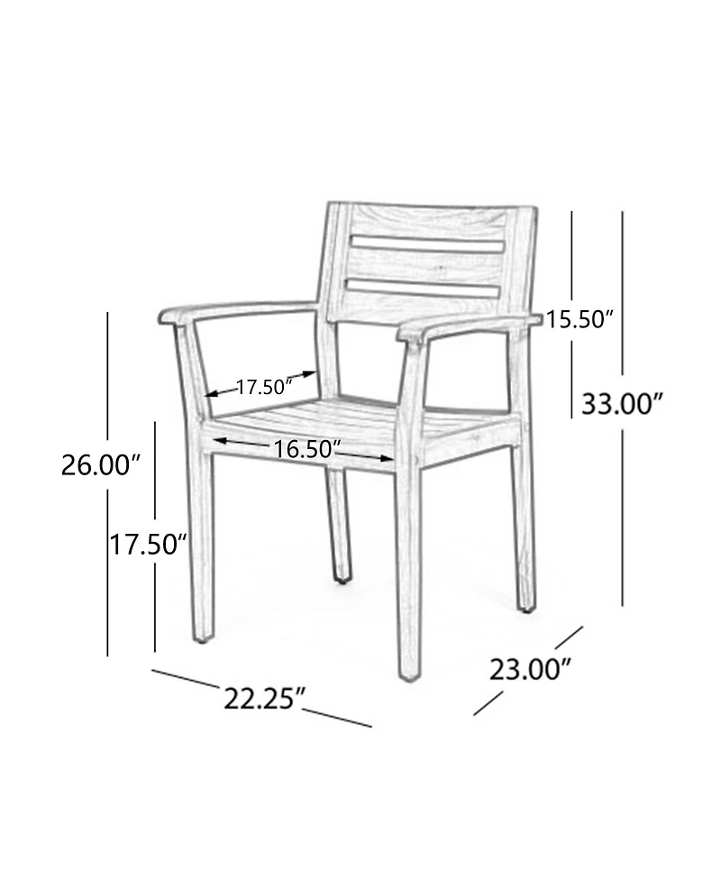 Clihome 2Pieces Acacia Wood Patio Dining Chairs Outdoor Armchairs