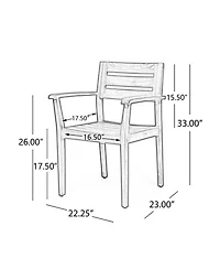 Clihome 2Pieces Acacia Wood Patio Dining Chairs Outdoor Armchairs