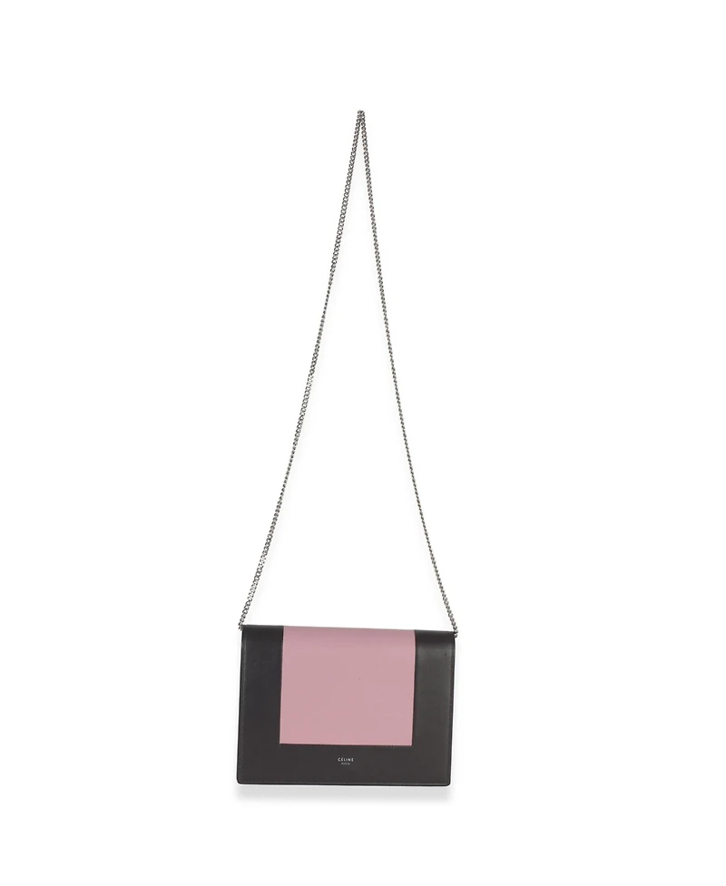 Pre-Owned Celine Grey Pink Smooth Calfskin Frame Evening Clutch On Chain