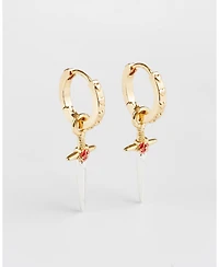 Fable England Gold Rose and Dagger Huggie Earrings