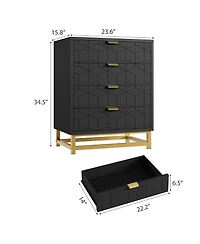 homfan 4-Drawer Dresser with Metal Handles, Modern Chest for Bedroom, Living Room, Hallway