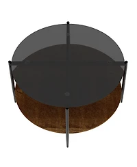 Streamdale Furniture Mid-Century Modern Round Glass Coffee Table with Storage Shelf, 32.28