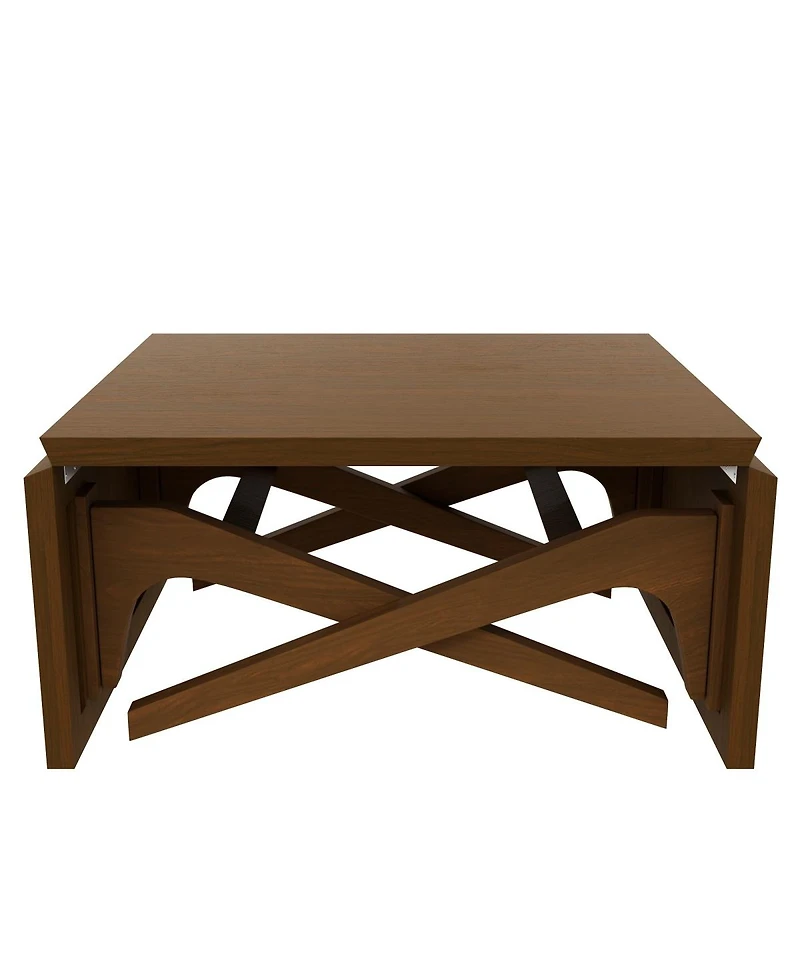 Streamdale Furniture 2-in-1 Expandable Natural Wood Transformer Coffee Table