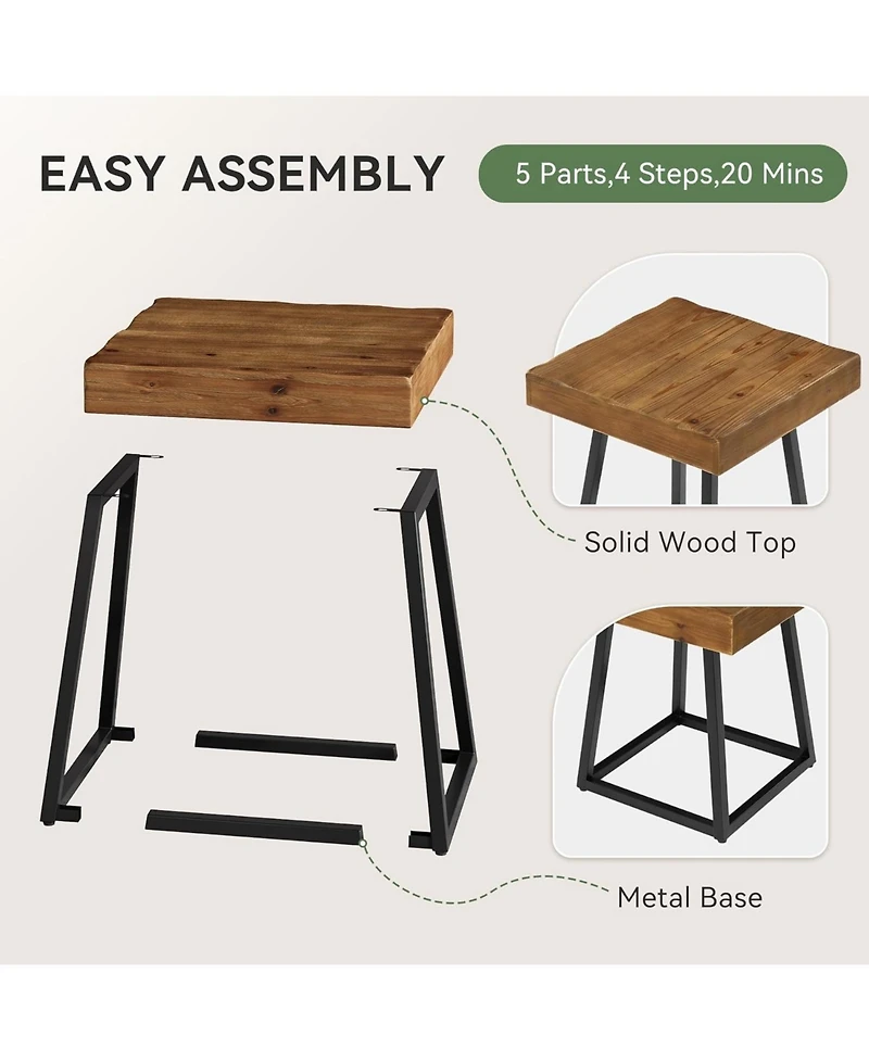 Tribesigns Square Wood End Table Set of 2, Solid Wood