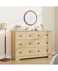 homfan 6-Drawer Dresser with Deep Drawers and Metal Knobs, Mid Century Modern Chest for Bedroom Living Room Entryway