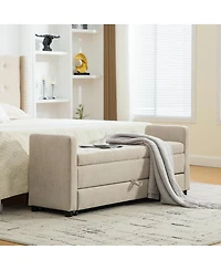 Streamdale Furniture 58.27" Modern Upholstered Storage Bench with Rolled Arms