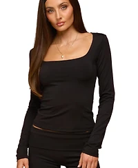 Edikted Women's Hayden Square Neck Long Sleeve Top