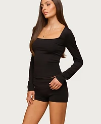 Edikted Women's Hayden Square Neck Long Sleeve Top