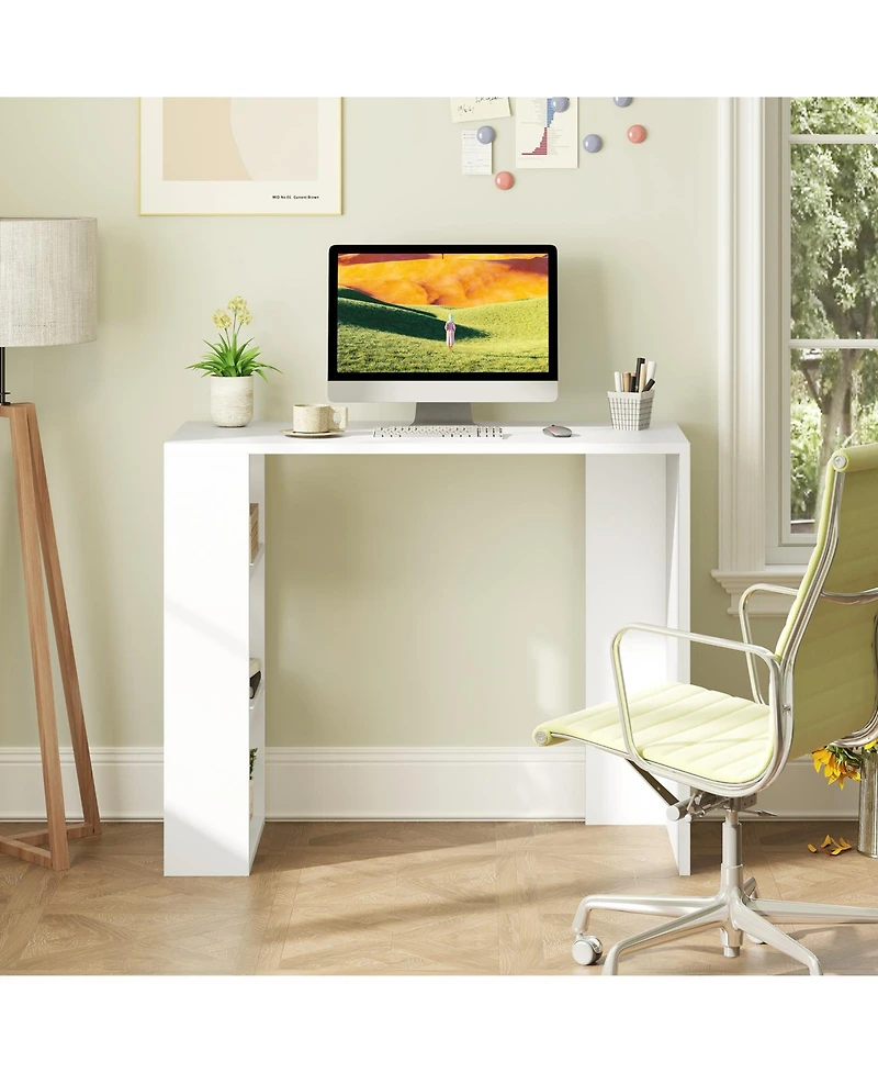 Slickblue 36 Inch Computer Desk with 3 Open Shelves Storage