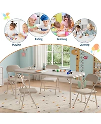 homfan 5-Piece Kids Table and Chair Set - Lightweight Compact Children s Furniture Pu Leather Waterproof Easy Clean Safe Rounded Design