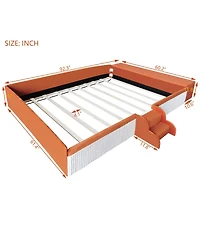 Streamdale Furniture Queen Velvet Upholstered Daybed with Stairs and Gas Lift Storage