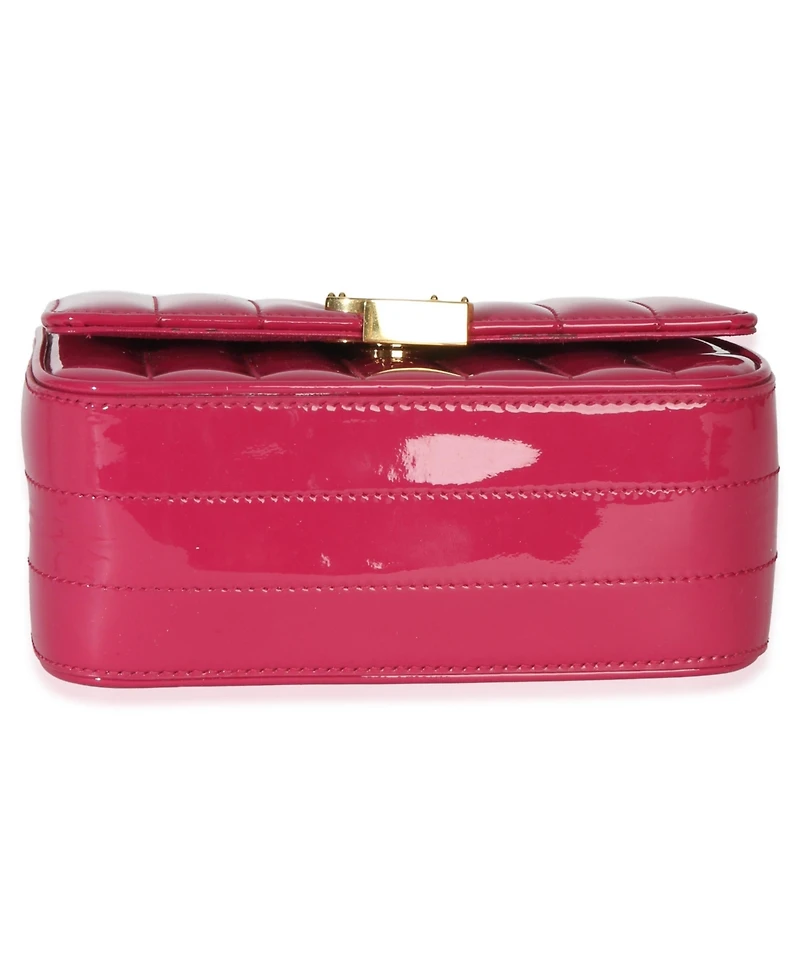 Pre-Owned Saint Laurent Pink Patent Matelasse Monogram Small Vicky Chain Bag
