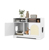 Ruie 43 in Dual-Room Cat Litter Box Enclosure with Sisal Scratching Mats