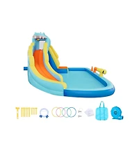 Ruie Inflatable Bounce House Water Slide Splash Pool Climbing Wall for 3 to 4 Kids