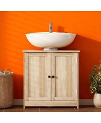 Sillysis 23.5 Inch Bathroom Under Sink Storage Cabinet, Mdf Freestanding Vanity with Adjustable Shelf and Double Doors for Small Bathrooms