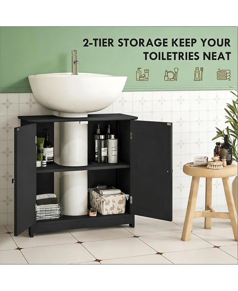 Sillysis 23.5 Inch Under Sink Bathroom Storage Cabinet with Adjustable Shelf, Space Saving Vanity for Small Bathrooms