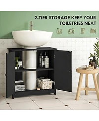 Sillysis 23.5 Inch Under Sink Bathroom Storage Cabinet with Adjustable Shelf, Space Saving Vanity for Small Bathrooms