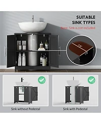 Sillysis 23.6 Inch Under Sink Vanity Cabinet with Adjustable Shelf, Farmhouse Barn Door Mdf Storage, Small Space Pedestal Organizer