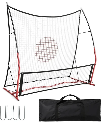 Xo 2-in-1 Soccer Rebounder Net, Adjustable Portable Training Net with Carry Bag and Stakes, Backyard Indoor Outdoor Soccer Practice