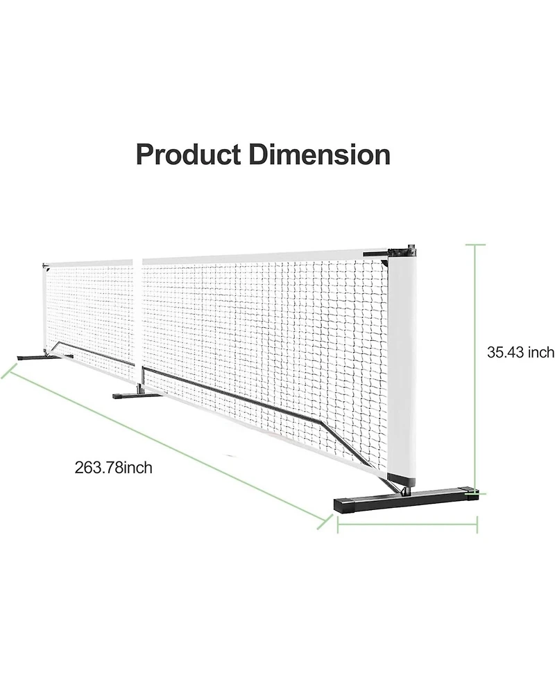 Xo 22FT Pickleball Net Set, Portable Metal Frame with 4 Paddles and 4 Balls, Easy Setup, Weather-Resistant for Driveway Backyard Park Beach