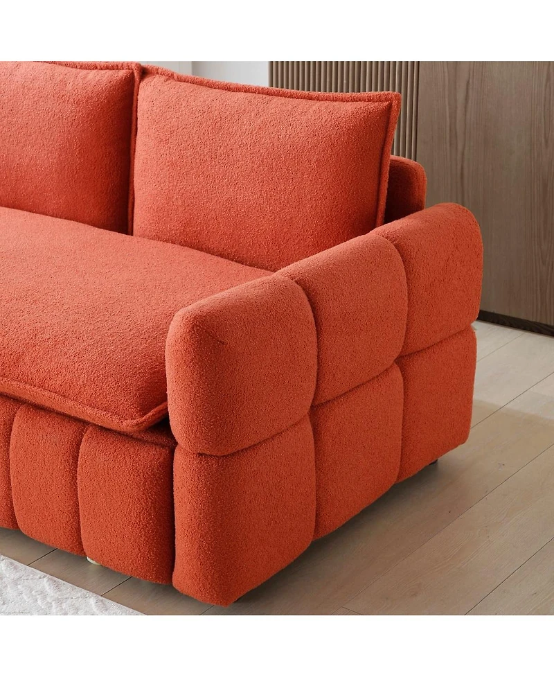 Maison Boucle 3-in-1 Pull Out Sleeper Sofa Bed with Chaise for Small Spaces