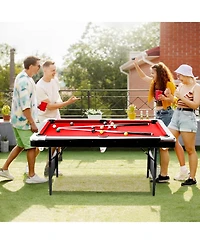 Xo 7FT Foldable Pool Table Set, Billiard Table with Full Accessories, Portable Game Table for Basement Family Game Room