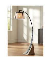 Franklin Iron Works Oak River Rustic Mission 66 1/2" Tall Arc Floor Lamp with Smart Socket