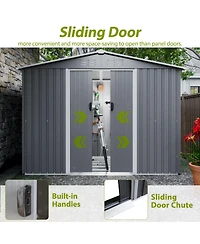 Mondawe 8x6 Feet All-Weather Metal Storage Shed With Lockable Sliding Doors