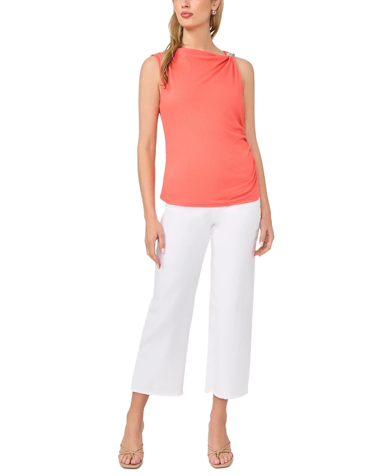 Sam & Jess Women's Hardware Detail Asymmetrical Knit Top